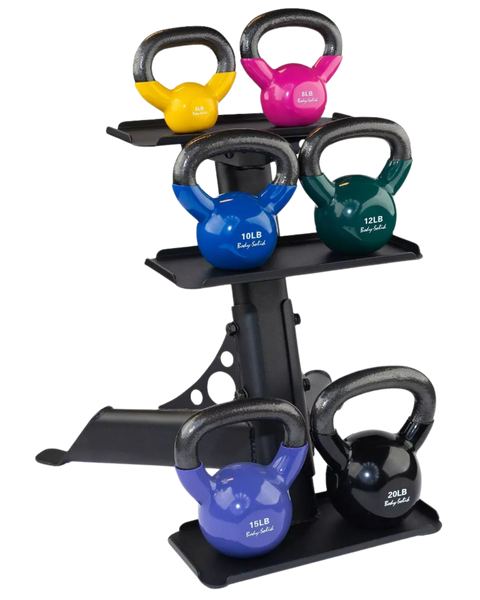 Body Solid KBVS70PACK Vinyl Coated Kettlebell Set 5-20 lb. with GDKR50 (New)