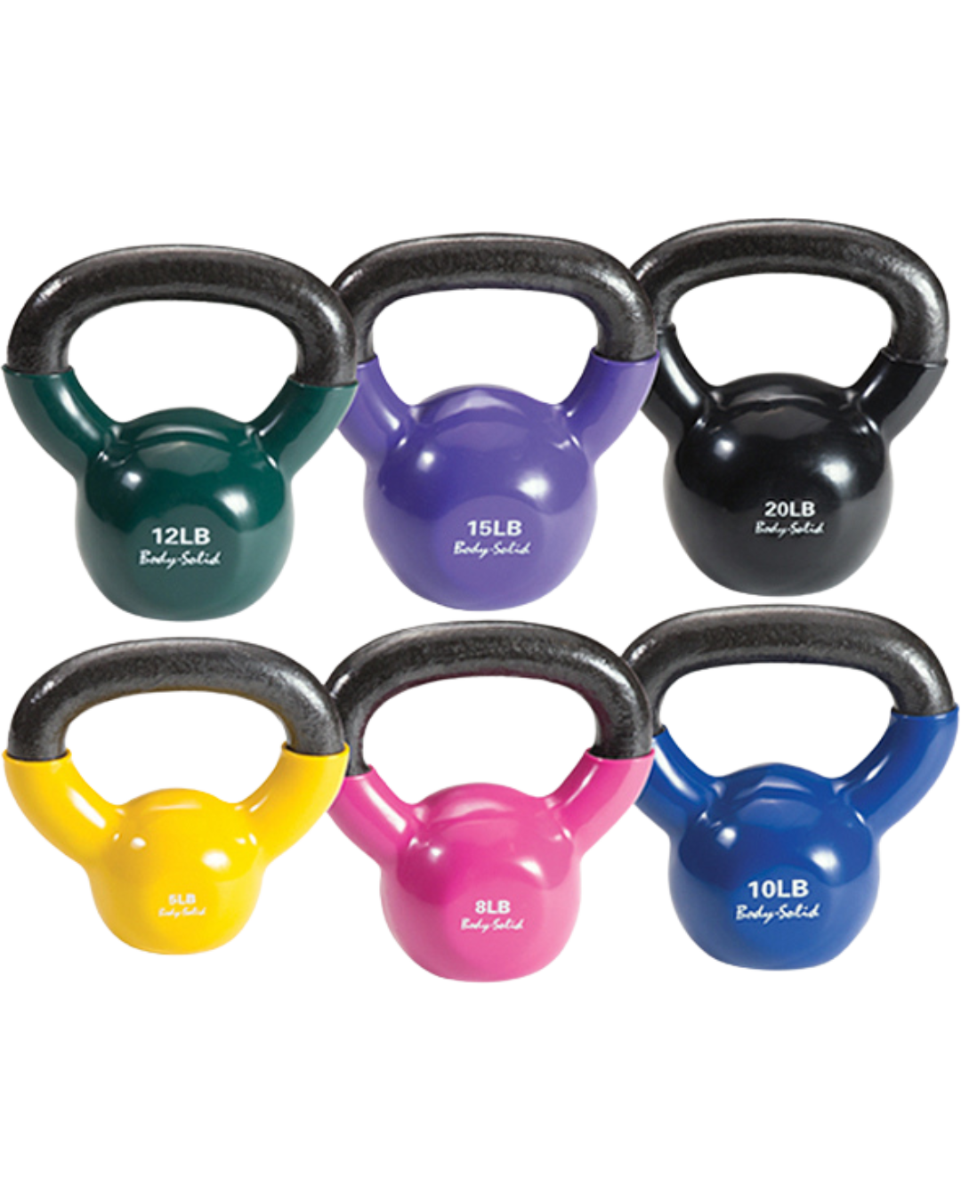 Body Solid KBVS70 Vinyl Coated Kettlebell Set 5-20 lb. (New)