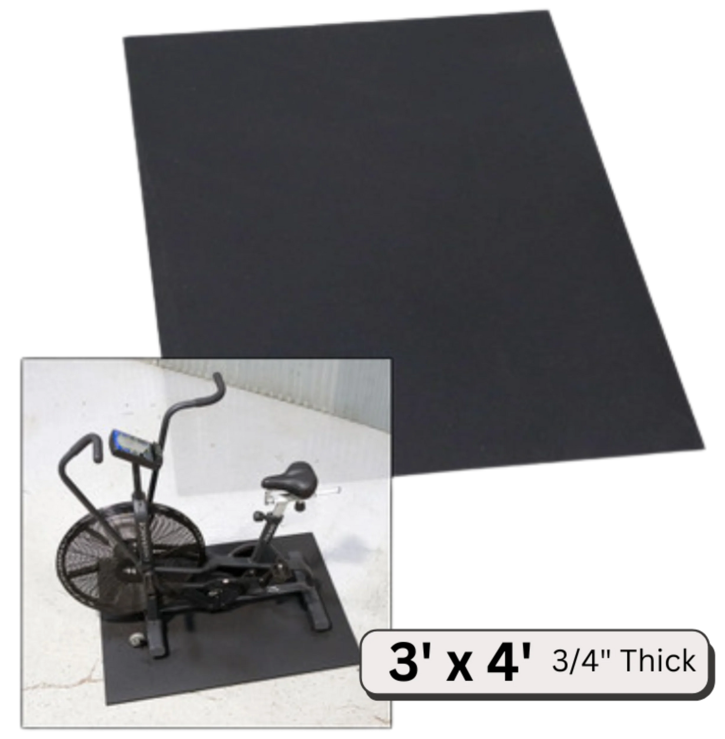 Body-Solid RFM3-4BLK3 Rubber Equipment Mat 3' x 4', 3/4" Thick (New)