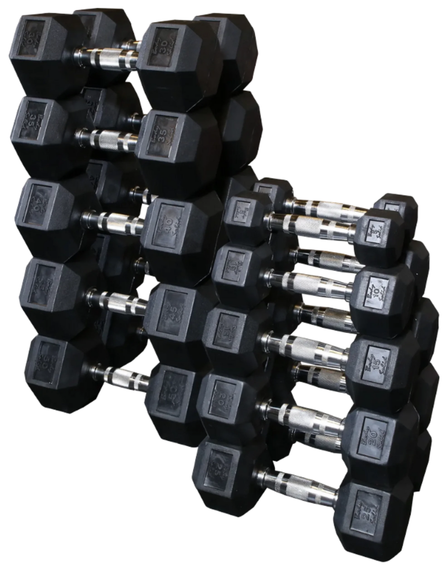 Body Solid SDRS550 Rubber Coated Hex Dumbbell Set 5 to 50 lbs. (New)