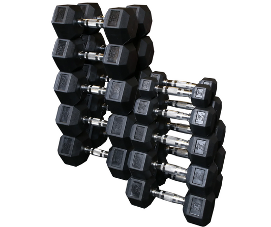 Body Solid SDRS550 Rubber Coated Hex Dumbbell Set 5 to 50 lbs. (New)