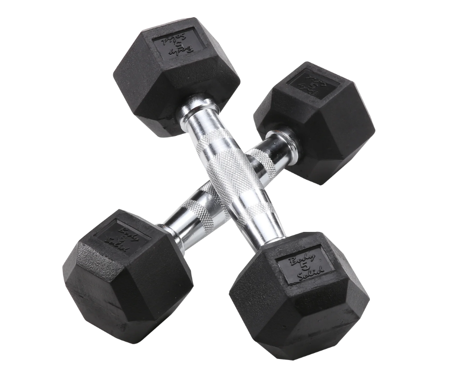 Body Solid SDRS550 Rubber Coated Hex Dumbbell Set 5 to 50 lbs. (New)