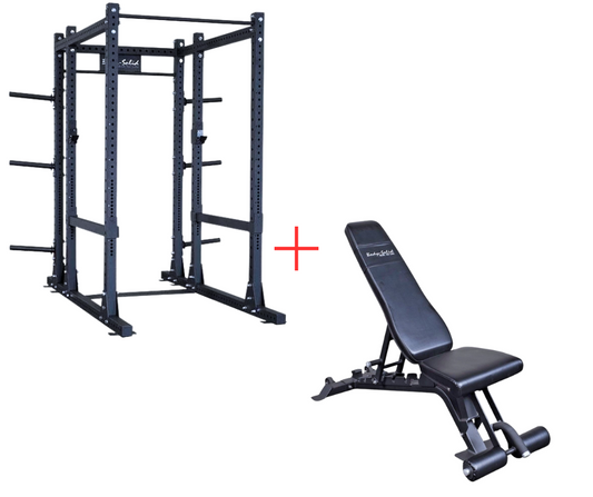 Body-Solid SPR1000BackP5 Extended Power Rack w/Adjustable Commercial Bench (New)