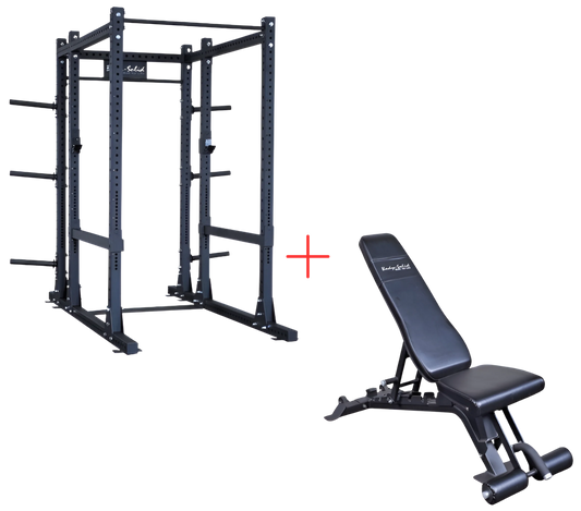 Body-Solid SPR1000BackP5 Extended Power Rack w/Adjustable Commercial Bench (New)
