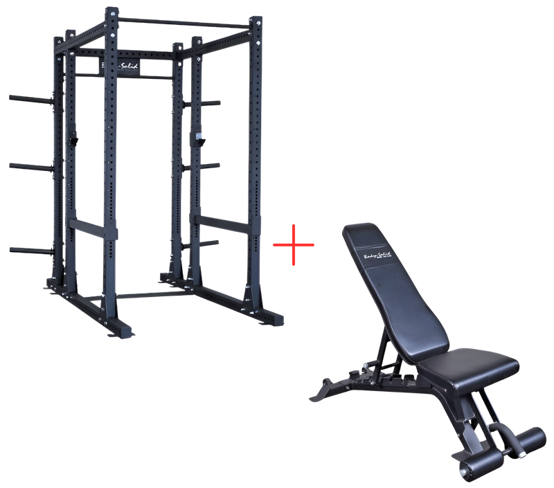 Body-Solid SPR1000BackP5 Extended Power Rack w/Adjustable Commercial Bench (New)