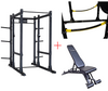 Body-Solid SPR1000SSBackP5 Extended Power Rack w/Adjustable Commercial Bench and Power Rack Strap Safeties (New) Image