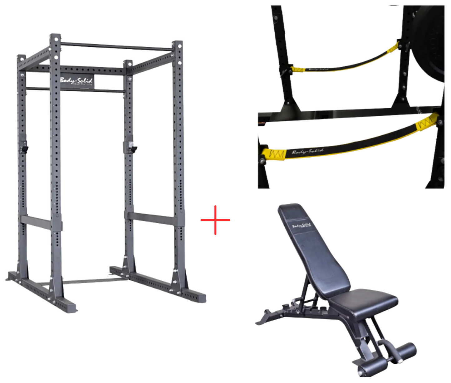 Body-Solid SPR1000SSP2 Commercial Power Rack w/Power Rack Strap Safeties + Adjustable Bench (New)