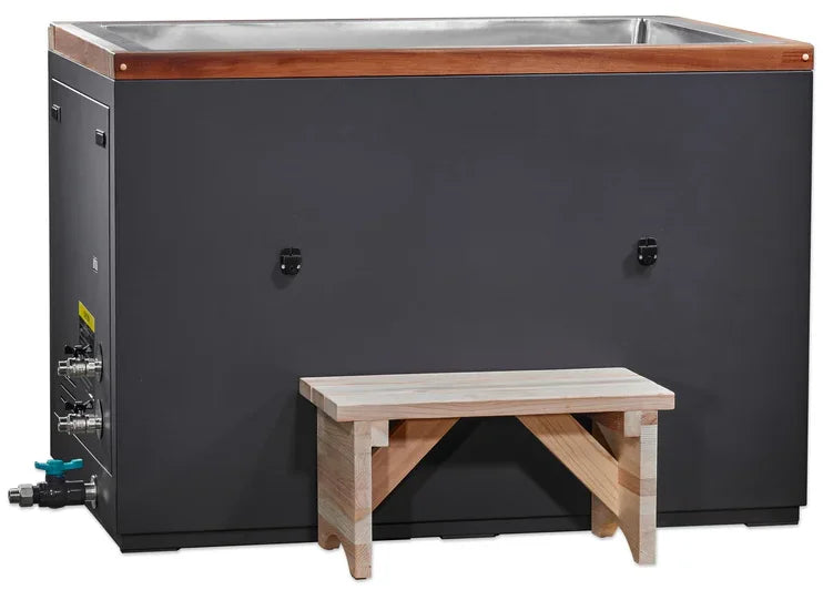 DCT-S-050-NS-34 "CUBOID" 304 Nano-Coated Stainless Steel Cold Plunge Tub Dynamic Cold Therapy - Angled View