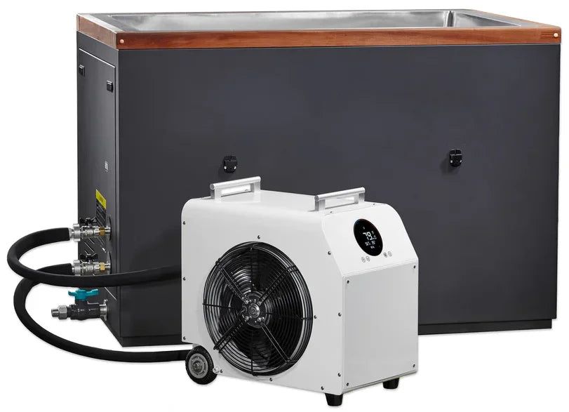 DCT-S-050-NS-34 "CUBOID" 304 Nano-Coated Stainless Steel Cold Plunge Tub Dynamic Cold Therapy - Angled View