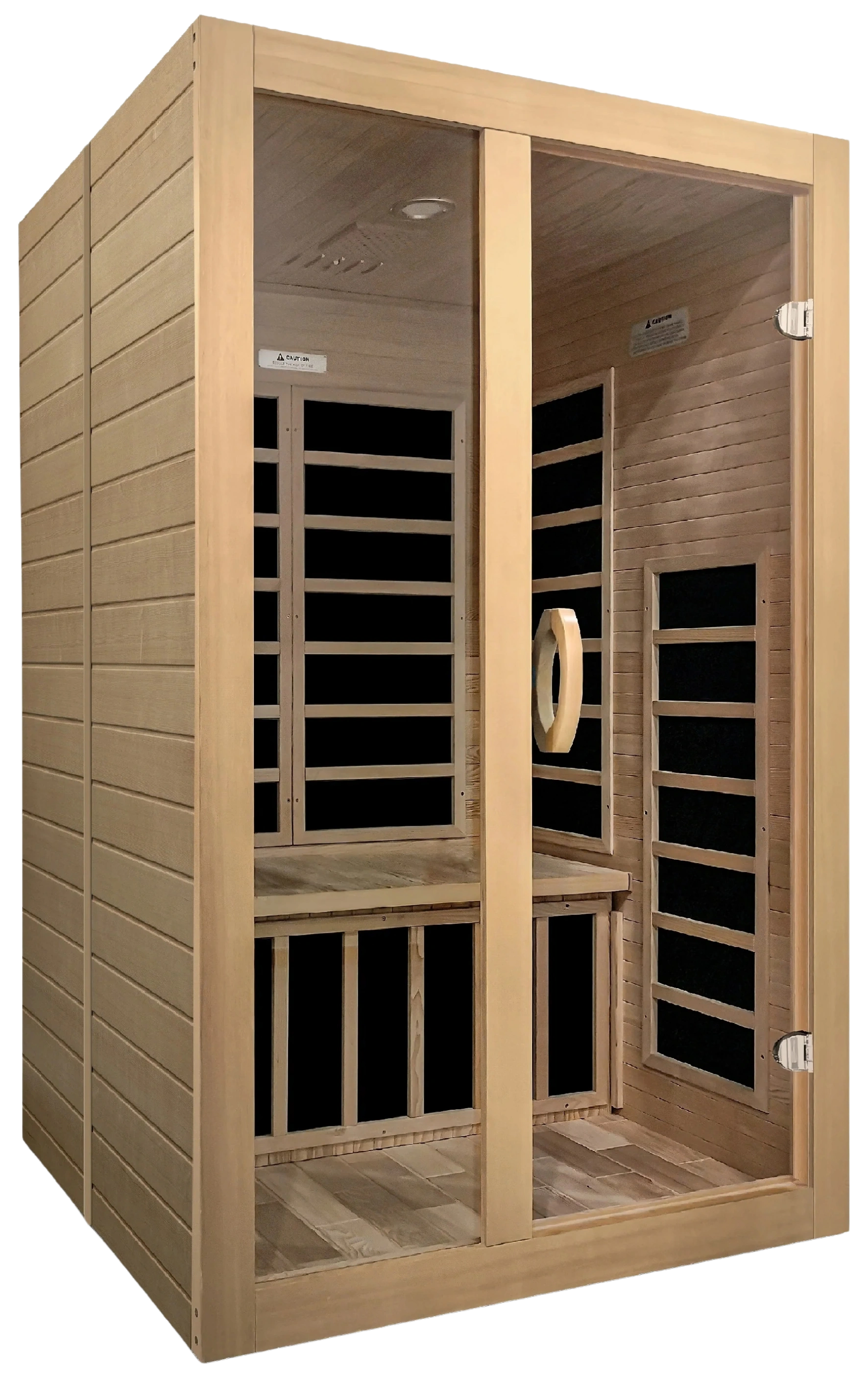 GoldenDesigns DYN-6209-01 Santiago 2 Person Low EMF FAR Infrared Sauna - Angled View