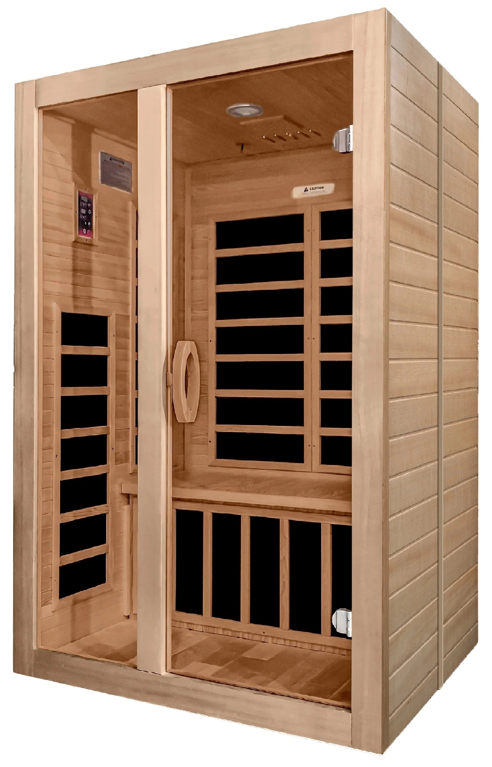 GoldenDesigns DYN-6209-01 Santiago 2 Person Low EMF FAR Infrared Sauna - Angled VIew