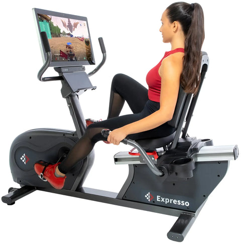 Expresso GO Recumbent Bike (Remanufactured) - Side View with User