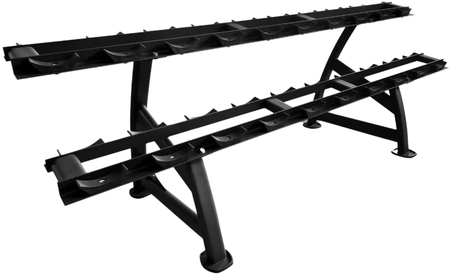 French Fitness - 2 Tier Saddle Dumbbell Rack V2, 10 Pairs (New) - Angled View