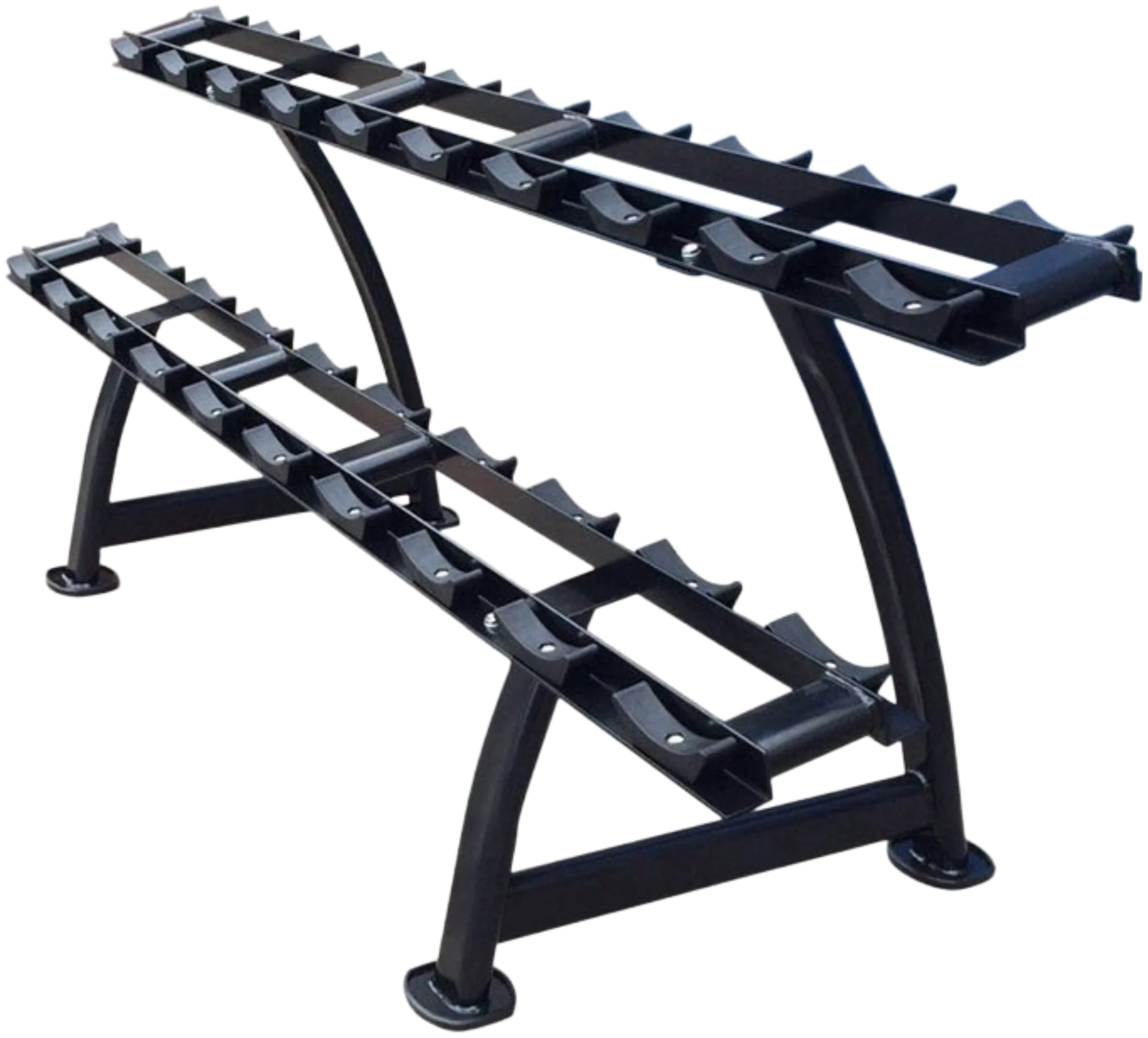 French Fitness 2 Tier Saddle Dumbbell Rack, 10 Pairs (New)