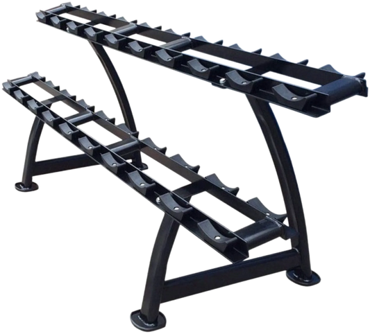 French Fitness 2 Tier Saddle Dumbbell Rack, 10 Pairs (New)
