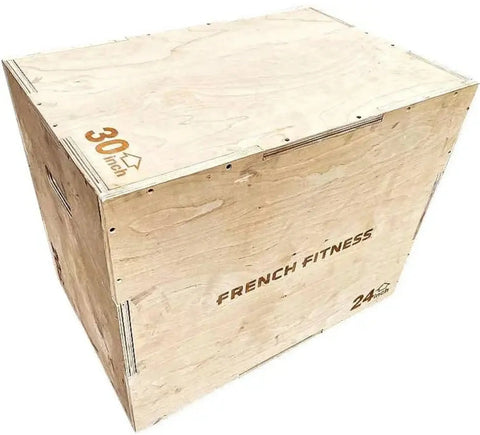 French Fitness - 20-24-30 3-In-1 Wooden Plyo Box (New) - Angled View