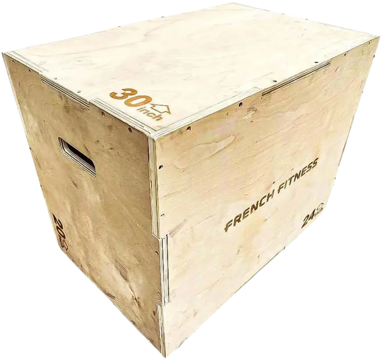 French Fitness - 20-24-30 3-In-1 Wooden Plyo Box (New) - Angled View