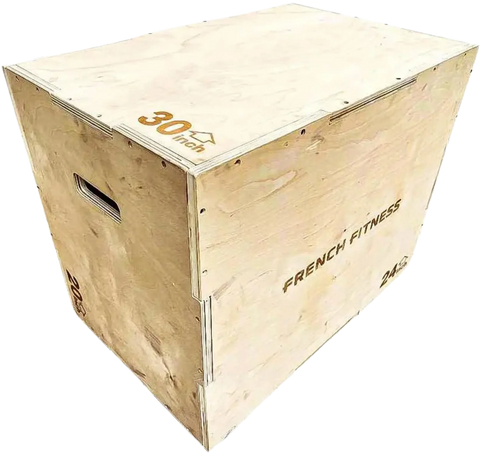 French Fitness - 20-24-30 3-In-1 Wooden Plyo Box (New) - Angled View