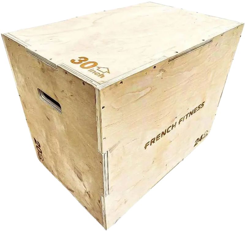 French Fitness - 20-24-30 3-In-1 Wooden Plyo Box (New) - Angled View