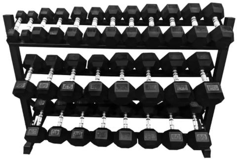 French Fitness - 3 Tier Hex Dumbbell Rack 3THDR (New) - Front View