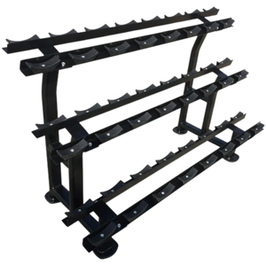 French Fitness - 3 Tier Saddle 12 Pair Dumbbell Rack (New) - Angled View