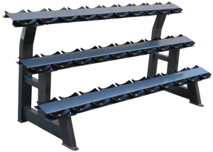French Fitness 3 Tier Saddle 15 Pair Dumbbell Rack - Angled View