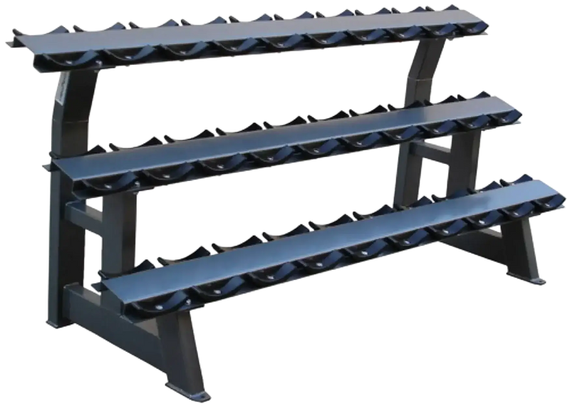 French Fitness - 3 Tier Saddle 15 Pair Dumbbell Rack (New) - Angled View