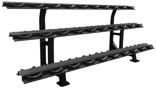 French Fitness 3 Tier Saddle 15 Pair Dumbbell Rack V2 (New)