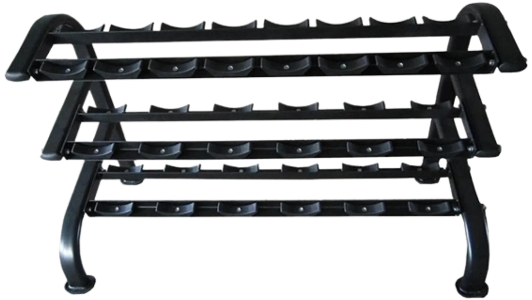 French Fitness 3 Tier Saddle Dumbbell Rack, 10 Pairs (New)