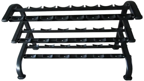 French Fitness 3 Tier Saddle Dumbbell Rack, 10 Pairs (New) - Front View