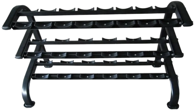 French Fitness 3 Tier Saddle Dumbbell Rack, 10 Pairs (New) - Front View
