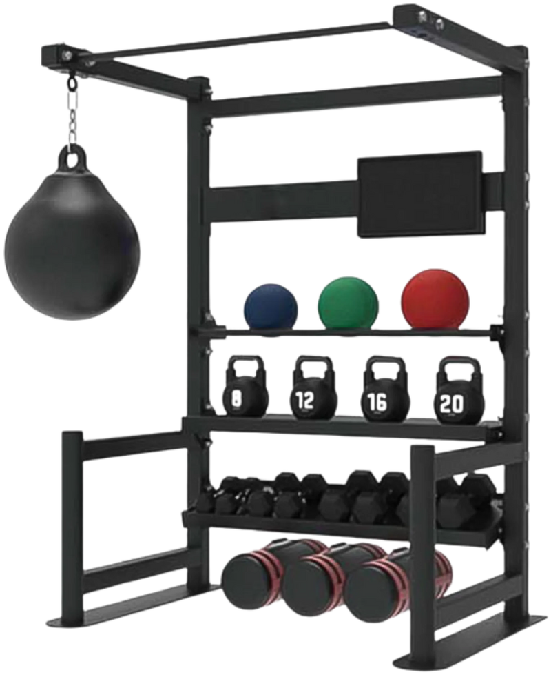 French Fitness 4 Tier Storage Squat Rack Pull Up (New)