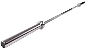 French Fitness 5' Chrome Olympic Bar - 26 Lbs (New) - Angled View