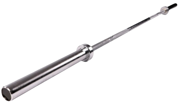 French Fitness 5' Chrome Olympic Bar - 26 Lbs (New) - Angled View