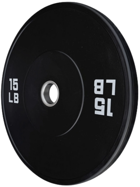 French Fitness Olympic Black Bumper Plate 15 lbs - Blank (New)