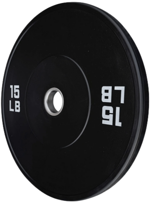 French Fitness Olympic Black Bumper Plate 15 lbs - Blank (New)