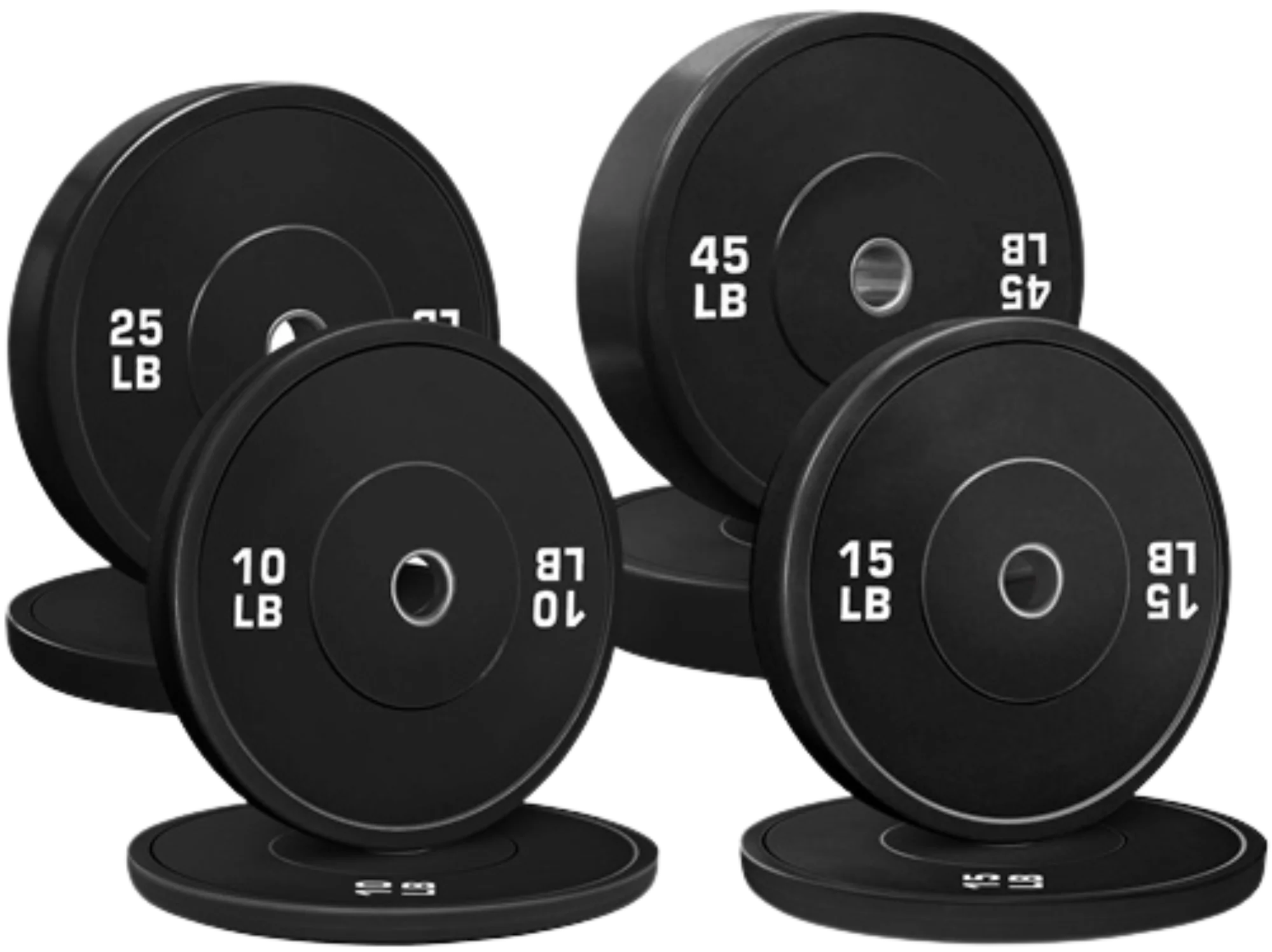 French Fitness Olympic Black Bumper Plate Set 190 lbs - Blank (New)