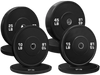 French Fitness Olympic Black Bumper Plate Set 190 lbs - Blank (New)
