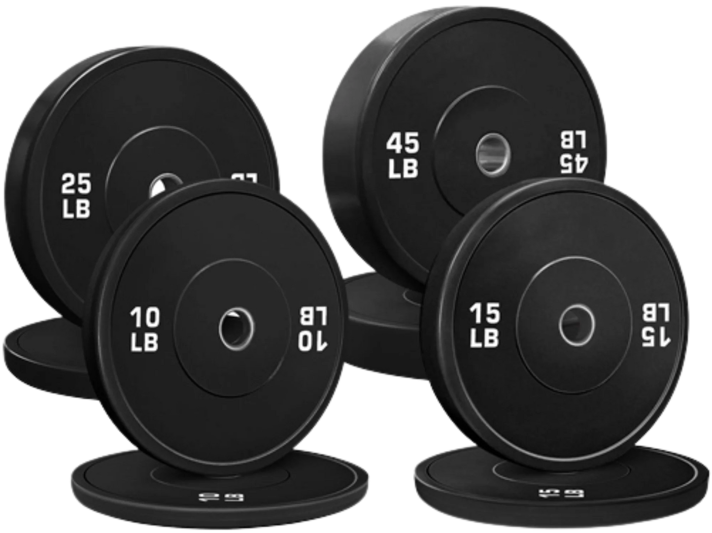 French Fitness Olympic Black Bumper Plate Set 190 lbs - Blank (New)