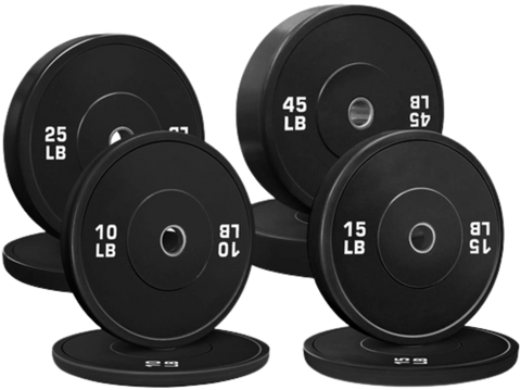 French Fitness Olympic Black Bumper Plate Set 190 lbs - Blank (New)
