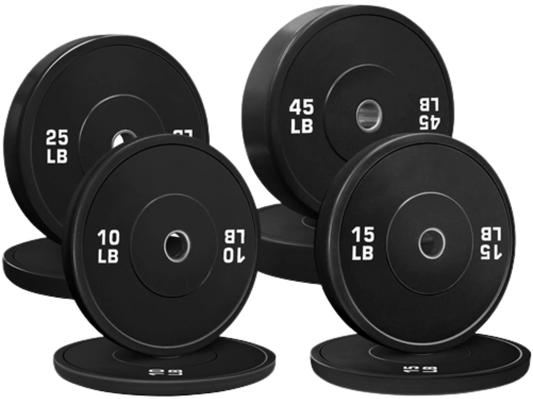 French Fitness Olympic Black Bumper Plate Set 190 lbs - Blank (New)