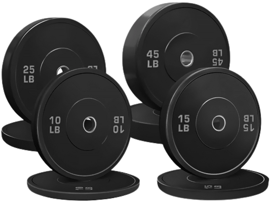 French Fitness Olympic Black Bumper Plate Set 190 lbs - Blank (New)