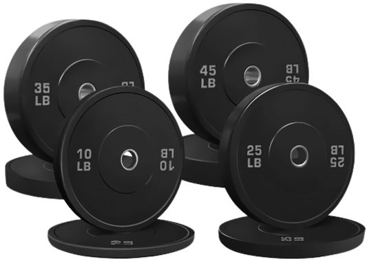 French Fitness Olympic Black Bumper Plate Set 230 lbs - Blank (New)