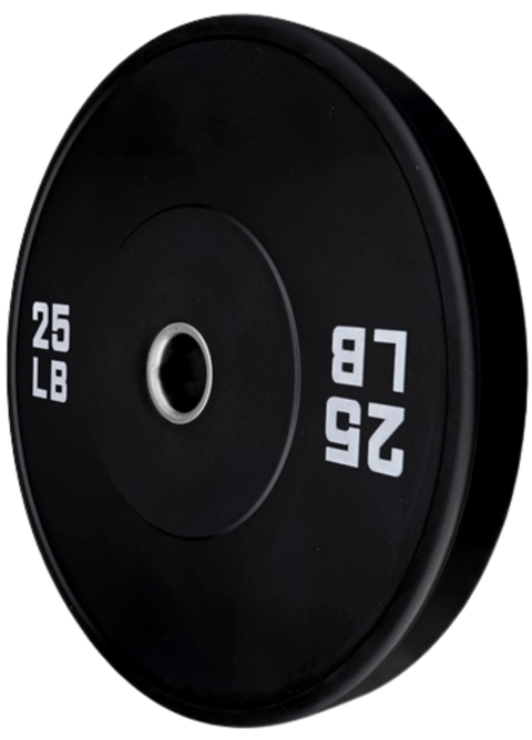 French Fitness Olympic Black Bumper Plate 25 lbs - Blank (New)