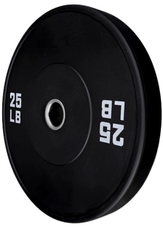 French Fitness Olympic Black Bumper Plate 25 lbs - Blank (New)
