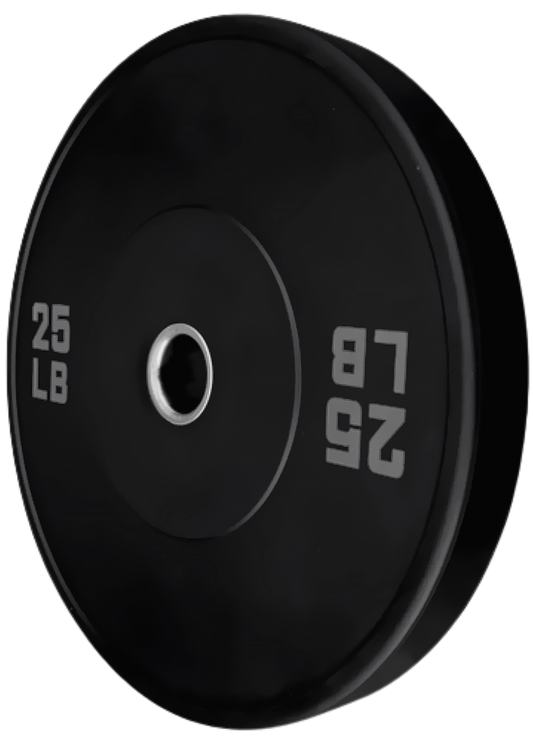 French Fitness Olympic Black Bumper Plate 25 lbs - Blank (New)
