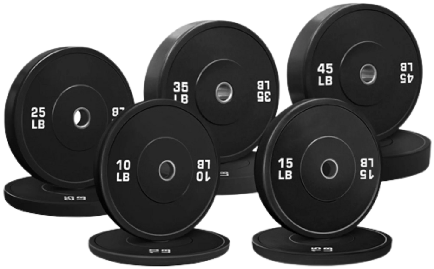 French Fitness Olympic Black Bumper Plate Set 260 lbs - Blank (New)
