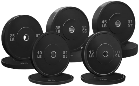 French Fitness Olympic Black Bumper Plate Set 260 lbs - Blank (New)