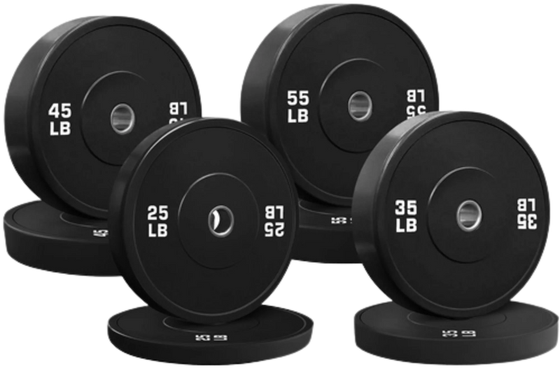 French Fitness Olympic Black Bumper Plate Set 320 lbs - Blank (New)