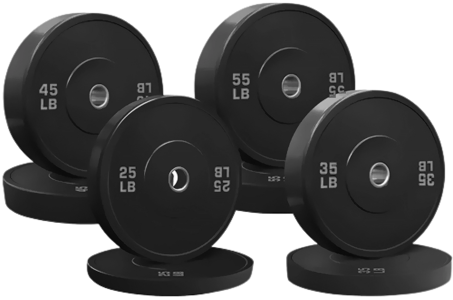 French Fitness Olympic Black Bumper Plate Set 320 lbs - Blank (New)